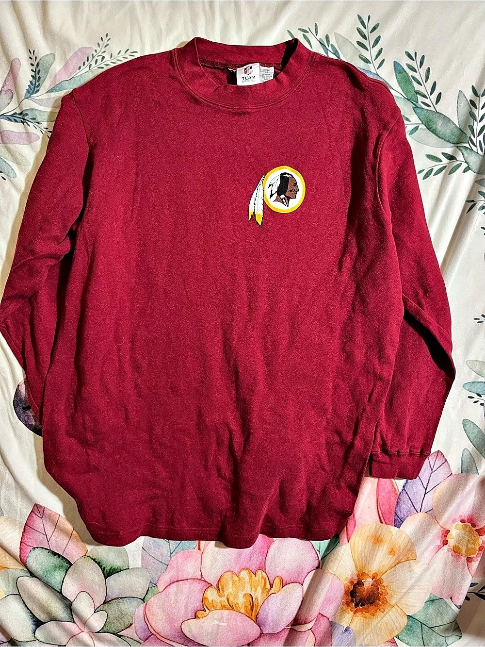 NFL Team Apparel Vintage Washington Redskins Long Sleeve Mock Neck T-Shirt Red 3